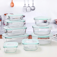 Boîte à lunch en verre résistant à la chaleur pour micro-ondes, boîte de conservation alimentaire transparente en verre, boîte de rangement scellée pour réfrigérateur, bol