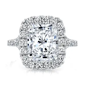 Radiant Cut Hand Instelling Halo Pave Split Shank Diamond Engagement Ring Sieraden