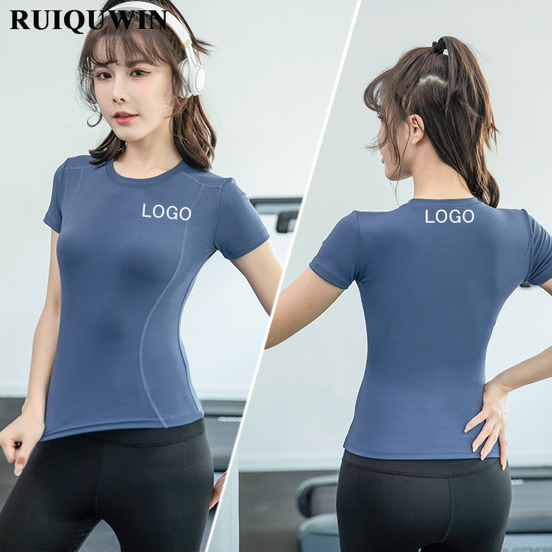 RUIQUWIN 2026 Spring Printing Logo Yoga Short Sleeved Tops Women's Thin Quick Drying Breathable Running Fitness Girls T-shirts