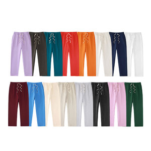 Pantalones Casuales de Felpa para Hombre al por Mayor, Peso 350g, Color Arcoíris, Color Sólido Personalizado, Cintura Media, Cierre con Cordones, Pierna Recta Holgada - Product Image 1