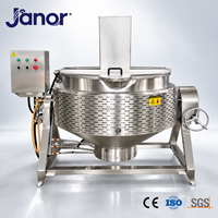 Panci Masak Gas Berjaket Ganda 300 L Dengan Pengaduk dan Pengocok, Panci Sandwich Industri, Ketel Saus Cabai dan Selai Dengan Pengaduk