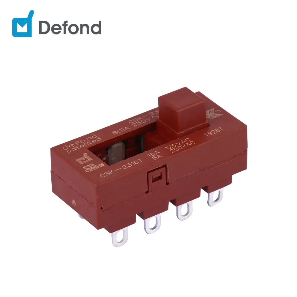 High Rating Defond Slide Switch CSK-2316T-AAA32-03R 2 Pin Double Pole 3 Throw Slide Switch for Hair Dryer
