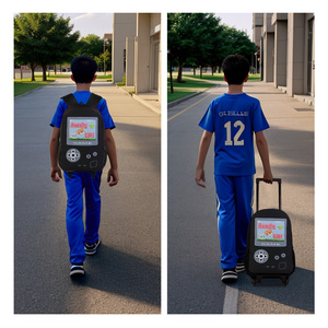 Custom Logo Trolley Backpack with Laptop Compartment African Boy Print Wheeled School Bag for Students Outdoor Travel <strong>Rucksack</strong> - Product Image 4