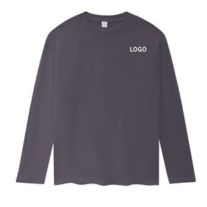 เสื้อยืดคอกลมแขนยาวผ้าฝ้าย 100% คุณภาพสูง 210GSM สำหรับผู้ชาย พิมพ์ลายได้ตามต้องการ แห้งเร็ว ระบายอากาศดี เสื้อยืดแบบยูนิเซ็กส์ - Product Image 4