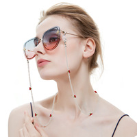 Chaîne à lunettes en cristal multi-usages Chaîne à perles anti-chute avec perles cerise Collier porte-lunettes