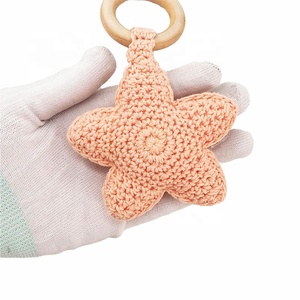Nuevo accesorio de cadena de chupete DIY grado alimenticio silicona <span class=keywords><strong>madera</strong></span> ganchillo estrellas bebé mordedores y niños juguetes de dentición - Product Image 3