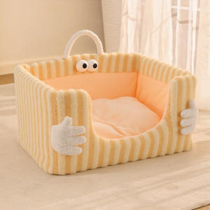 Extra Large Winter Warm Moon Velvet Dog Cat Bed Double-Handed Hug Sponge Breathable Semi-Closed Removable Washable Solid XL - Product Image 6