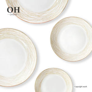 Luxury Hand-Made Eco-Friendly Bone China Dinnerware Set CE Certified <strong>Gold</strong> Rim <strong>Bird</strong> <strong>Nest</strong> Design Porcelain Charger Plate Dish - Product Image 3