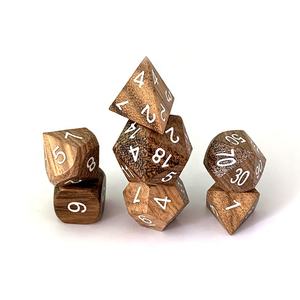 Custom Dungeon and Dragon Zebra Wood Dice Set dadi poliedrici DND Games Logo personalizzato colore personalizzato 14-20mm - Product Image 1