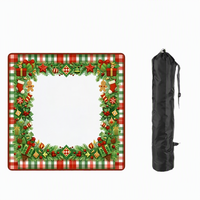 Tapis de jeu de Mahjong à motif de Noël, antidérapant, dos à pois, tapis de jeu de Mahjong carré 80x80cm avec sac de rangement de transport
