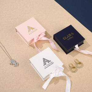 Custom Logo Satin Sponge Insert Ribbon Box <b>Book</b> Shape Jewelry Gift Packaging <b>for</b> Necklace Enhancing Visual Appeal <b>for</b> <b>Boxes</b> - Product Image 1