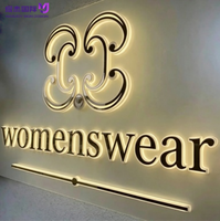 Enseigne lumineuse 3D LED rétroéclairée pour extérieur, lettres en acier inoxydable personnalisées avec halo lumineux pour commerce, hôtel