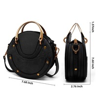 PromotionalDesigner Petit Sac à Main Rond pour Femme Sac à Bandoulière Vintage Noir