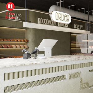 การออกแบบตกแต่งภายในร้านกาแฟและเบเกอรี่ เคาน์เตอร์โชว์อาหารแบบเร็วทำจากวัสดุแข็งแรงทนทาน ตู้ขายขนมปังไม้แบบคีออส - Product Image 5