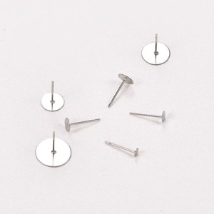 Lot de 50 clous d'oreilles en acier inoxydable de 3/4/5/6/8/10/12 mm, bases vierges, clous plats ronds, pour la fabrication de bijoux - Product Image 1