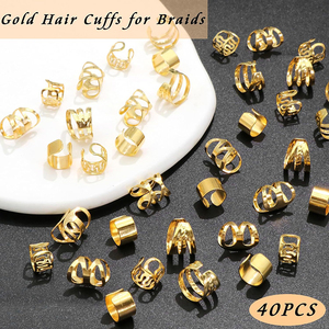 40pcs Hair Jewelry for <strong>Braids</strong> Gold Hair Cuffs Multi Style Rings Adjustable Hair Beads <strong>Braid</strong> Loc Dreadlock <strong>Accessories</strong> - Product Image 3
