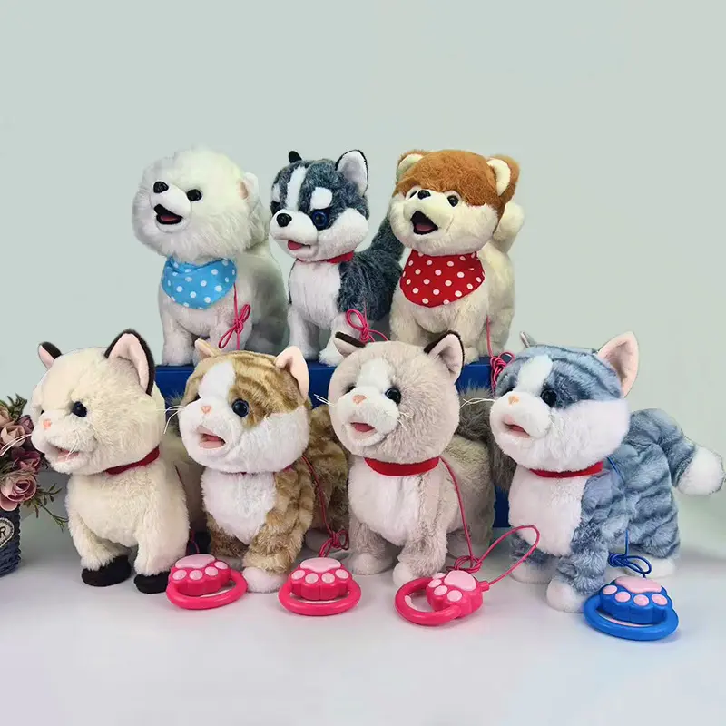 하이 퀄리티 사용자 정의 9 인치 부드러운 인형 동물 장난감 귀여운 전자 산책 노래 개 봉제 장난감 아이들을위한