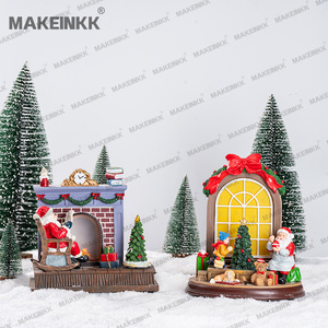 <span class=keywords><strong>Accessoire</strong></span> de village de <span class=keywords><strong>Noël</strong></span> animé, scène de train et de traîneau rotatifs en résine pour décorations de fêtes - Product Image 4