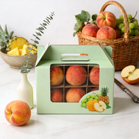 Boîte à fruits en carton ondulé biodégradable personnalisée, emballage compostable avec fenêtre transparente en PLA pour produits frais, avec poignée