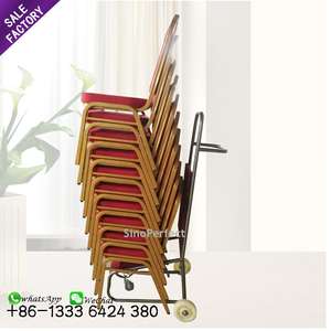 Chariot de transport pour chaises de fête, prix d'usine, chariot de transport pour hôtel, chariot en métal empilable, chariot pour chaises de mariage, chariot pour chaises de salle à manger avec deux roues - Product Image 1
