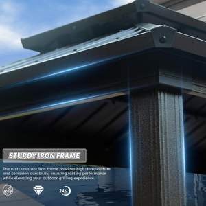 Toldo para Patio <span class=keywords><strong>con</strong></span> Techo Rígido <span class=keywords><strong>de</strong></span> 6x10 Pies <span class=keywords><strong>con</strong></span> 2 Gabinetes <span class=keywords><strong>de</strong></span> Almacenamiento y Ganchos <span class=keywords><strong>de</strong></span> Techo para Jardín o Patio Trasero en Gris - Product Image 4