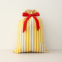 Sac de Noël en toile à rayures, imprimé bonhomme de neige, personnalisable, réutilisable, avec cordon de serrage, pour bonbons de Noël, vente en gros
