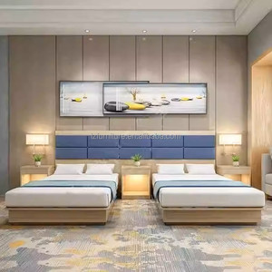 Conjunto de Dormitorio Moderno y Económico para Hoteles, Paquete Estándar para Habitaciones de Hotel con Base de Cama, Cabecera, Mesitas de Noche, Mueble para TV y Armario - Product Image 3