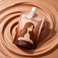 Crème colorante capillaire naturelle à base de plantes, pochette souple avec bec verseur 300ml, bouchon à vis anti-fuite, emballage cosmétique personnalisé imprimé