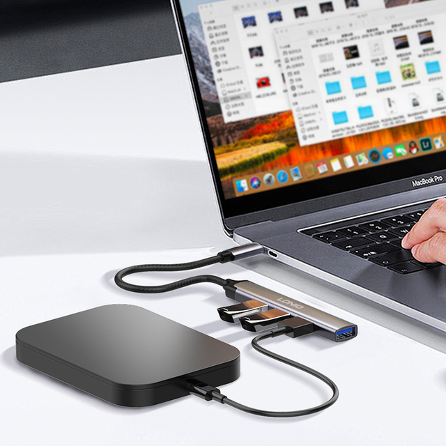 LDNIO DS-34U Type-c Docking Station 4 in 1 to USB-C HUB Adapter Type-C to USB3.0*1+USB2.0*3 Mac Book Pc Usb Hub