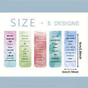 Best Selling 5pcs Watercolor <strong>Bible</strong> <strong>Scripture</strong> PVC Magnetic <strong>Bookmarks</strong> Creative Literary Material Page Folder - Product Image 4