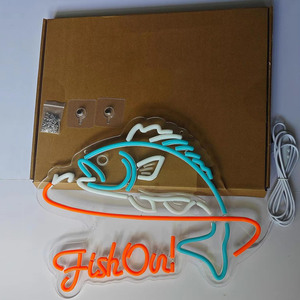 Letreros LED de Neón con la frase 'Fish On', regulables, alimentados por USB, luz ambiental, decoración para escaparates, luz indicadora de calle, personalizables, 5v - Product Image 5