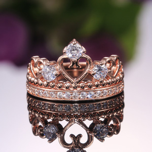 Set di Anelli Classici a Corona per Donne, Gioielli per Coppie di Sposi - Product Image 5