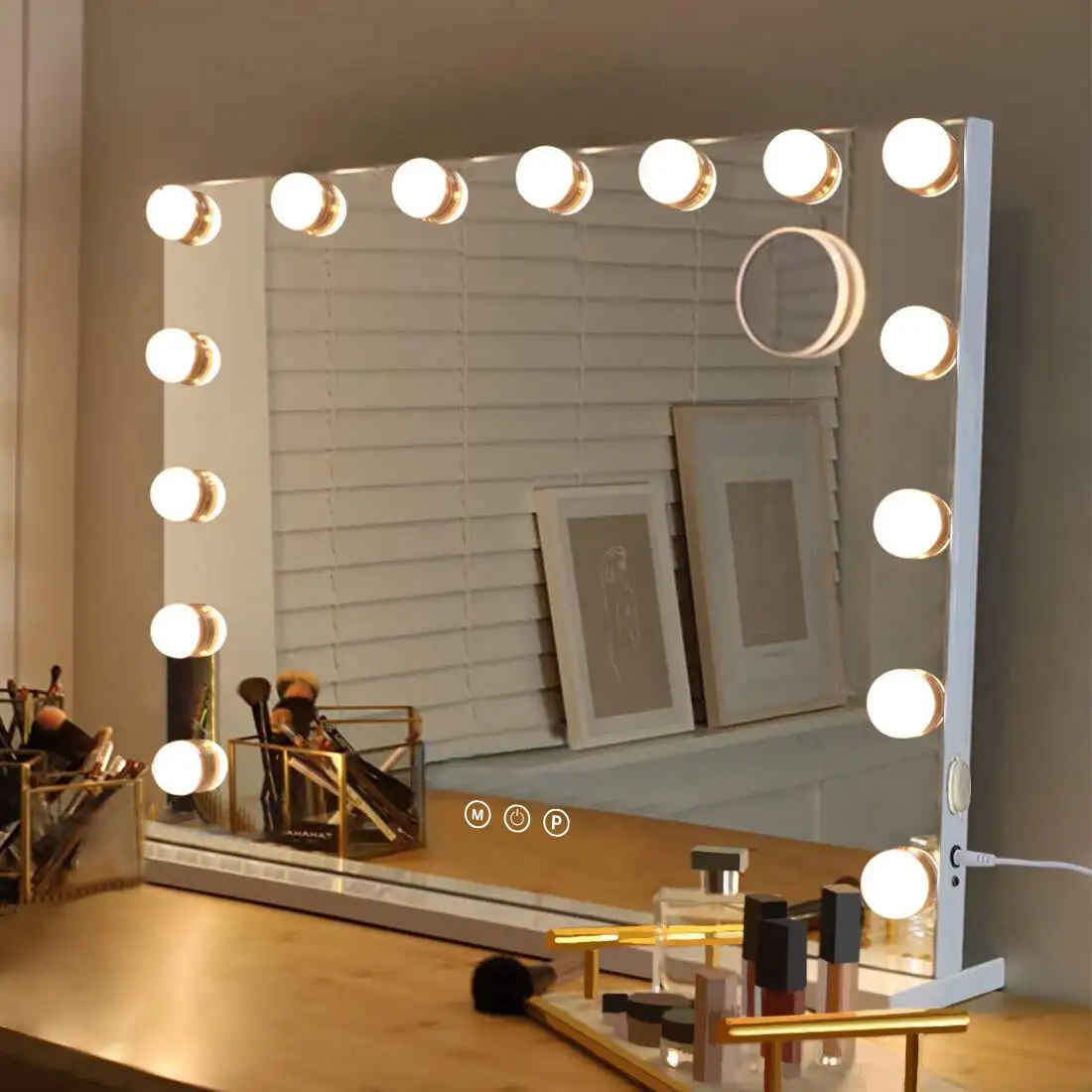 Зеркало для макияжа в голливудском стиле, светодиодное зеркало для туалетного столика с 14 сенсорными диммерами, светодиодные лампы для макияжа, туалетный столик