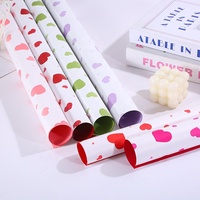 Papier de luxe métallisé haut de gamme pour emballage cadeau de fleurs, imperméable, double face, enduit de PVC, pour la Saint-Valentin, en gros