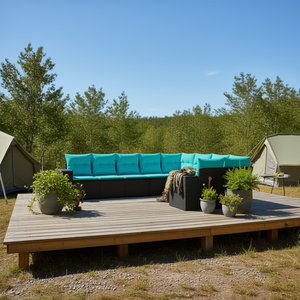 Black Pe Rattan Patio <b>Sofa</b> Set <b>7</b> <b>Seater</b> Removable Cushions Outdoor Furniture Contemporary Design - Product Image 2