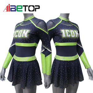 Uniforme de cheerleading <span class=keywords><strong>bleu</strong></span> marine personnalisé OEM pour filles, design de costumes de danse <span class=keywords><strong>bleu</strong></span> marine pour les spectacles - Product Image 4