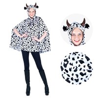 Costume de vache pour adulte avec capuche, imprimé dalmatien, style occidental, en polyester de haute qualité, certifié EN71 ASTM, pour spectacles sur scène