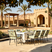 Tables et chaises d'extérieur en fer forgé de style sud-ouest français, ensembles de meubles de jardin pour patio, mobilier de salon d'hôtel, résistant à l'eau et au soleil