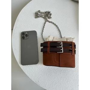 Sac seau en jean avec cordon de serrage en cuir et doublure intérieure pour femme - Product Image 2