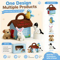 Peluches personnalisées OEM en gros, jouet en peluche, sac de transport pour animaux en peluche avec poignée, ensemble de jouets pour enfants et animaux en peluche, cadeau pour enfant