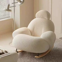Fauteuil à bascule relaxant individuel au design moderne avec coussin en mousse haute densité et structure en bois massif BTSC003 pour la maison ou l'hôtel