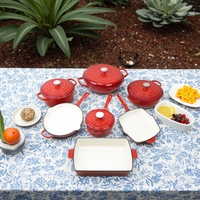 Marmite moderne de 7 pièces en fonte émaillée pour four hollandais, ensemble de casseroles avec base multicouche, allant au four et au lave-vaisselle
