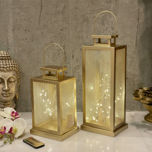 <b>Lantern</b> <b>Set</b> With Mesh Panels For Wedding Home Decoration Durable Metal Candle Holder - Product Image 5