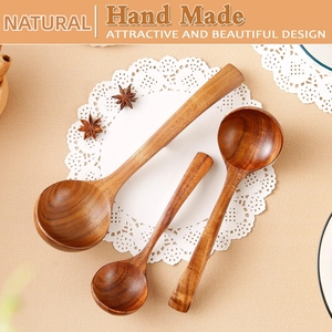 3 Kích Thước Bằng Gỗ Súp Ladles Nấu Ăn Thìa Không Dính Đồ Dùng Nhà Bếp Thiết Lập Cho Nấu Ăn Tự Nhiên Gỗ Tếch Dài Xử Lý Nấu Ăn Công Cụ - Product Image 3