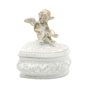Joyero de resina dorada antigua Organizador de almacenamiento vintage ecológico con decoración floral sofisticada y tapa de diseño clásico - Product Image 2