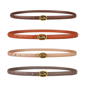 Cintura di nuova moda nero rosso marrone blu giallo pelle sottile cintura femminile per le donne - Product Image 1