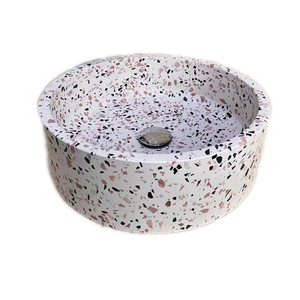 Offre Spéciale pierre de terrazzo lavabo coloré rond en pierre de marbre évier de salle de bain lavabo en <span class=keywords><strong>béton</strong></span> suspendu pour hôtel - Product Image 1