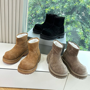 2025 mùa thu mùa đông cao cấp phiên bản Phụ Nữ ngắn ngón chân tuyết khởi động rắn ren-up dày duy nhất chiều cao tăng Chất liệu len - Product Image 1