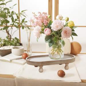 Parisloft - Soporte de Pedestal Ovalado de Madera Rústica, Mesa Blanca Decorativa, Organizador de Encimera Estilo Granja - Product Image 3