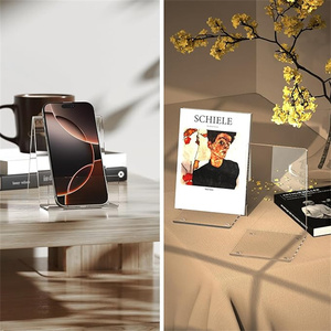 Acrylic bookends và Acrylic cuốn sách đứng, rõ ràng bookends với Silicone Non-Slip Pads, người giữ cuốn sách cho trang trí nội thất - Product Image 4